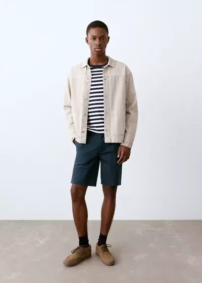 Mango Cotton Bermuda Shorts In Neutral