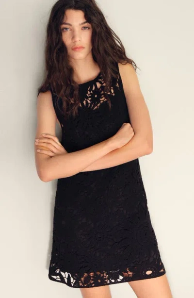 Mango Cotton Blend Crochet Minidress