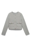 Mango Cotton Blend Crop Utility Jacket In Gray
