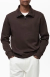 Mango Cotton Blend Half Zip Sweatshirt In Chocolate