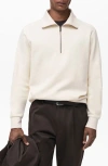 Mango Cotton Blend Half Zip Sweatshirt In Off White