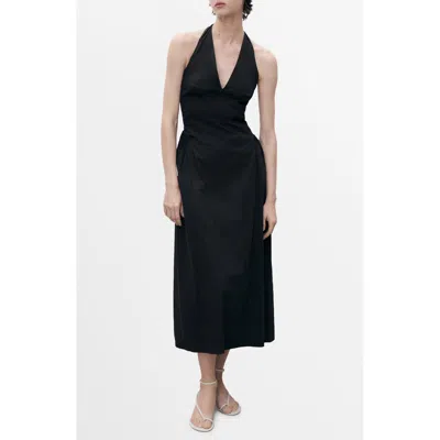 Mango Cotton Blend Halter Midi Dress