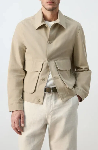 Mango Lightweight Cotton Blend Jacket With Pockets Beige In Neutral