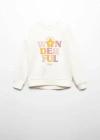 Mango Kids' Cotton-blend Message Sweatshirt Ecru
