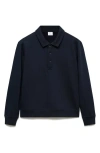 Mango Cotton Blend Polo Sweatshirt In Dark Navy