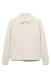 Mango Cotton Blend Polo Sweatshirt In Ecru