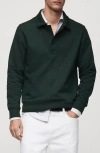 Mango Cotton Blend Polo Sweatshirt In Green