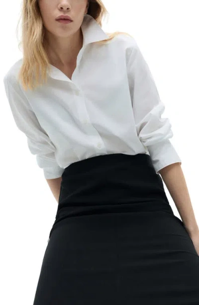 Mango Cotton Blend Shirt In Off White
