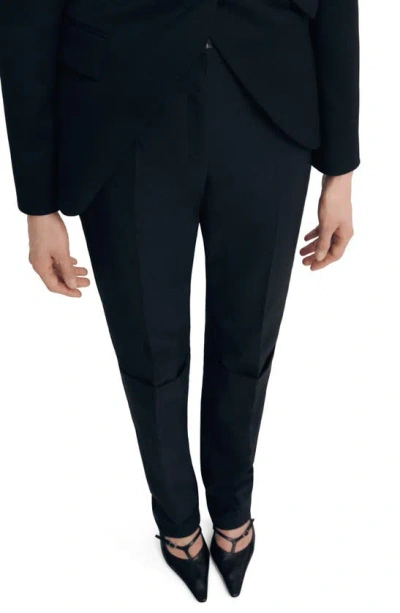 Mango Cotton Blend Straight Leg Pants In Black