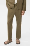 Mango Cotton Blend Straight Leg Pants In Green