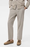 Mango Cotton Blend Straight Leg Pants In Neutral