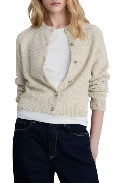 Mango Cotton Blend Sweater Jacket In Beige