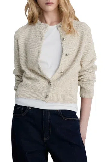 Mango Cotton Blend Sweater Jacket In Neutral