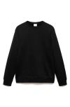 Mango Plush Cotton Sweatshirt Black In Black