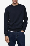 Mango Microstructure Crewneck Sweater In Dark Navy