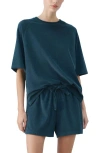 Mango Cotton Blend Terry Pajama Top In Blue