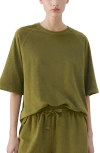 Mango Cotton Blend Terry Pajama Top In Green