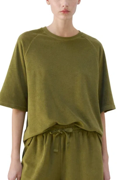 Mango Cotton Blend Terry Pajama Top In Green