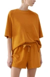 Mango Cotton Blend Terry Pajama Top In Orange