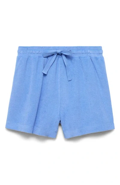 Mango Cotton Blend Terry Shorts In Blue