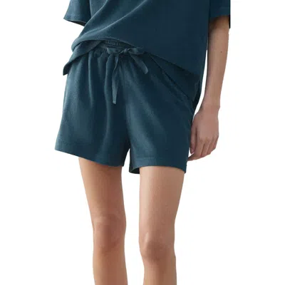Mango Cotton Blend Terry Shorts In Blue