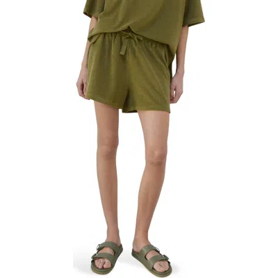 Mango Cotton Blend Terry Shorts In Green