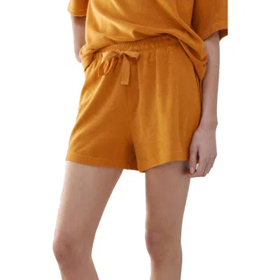 Mango Cotton Blend Terry Shorts In Orange