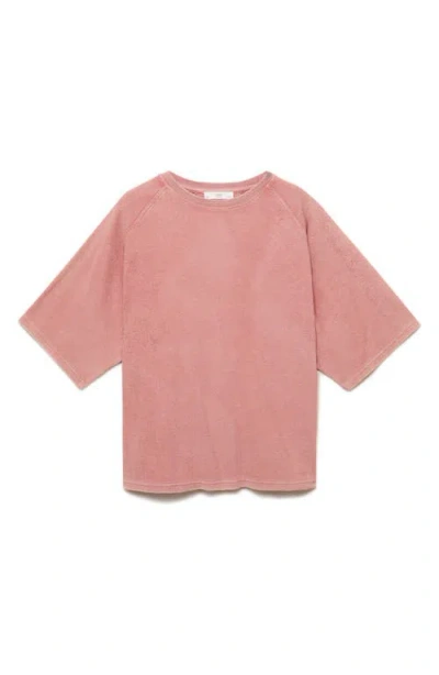 Mango Cotton Blend Terry T-shirt In Pink