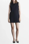 Mango Short Tweed Dress Dark Navy In Dark Navy