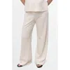 Mango Cotton Blend Wide Leg Maternity Pants In Neutral