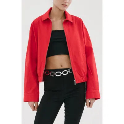 Mango Cotton Bomber Jacket In Red