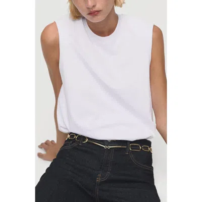 Mango Cotton Bubble Hem Crop Top In White