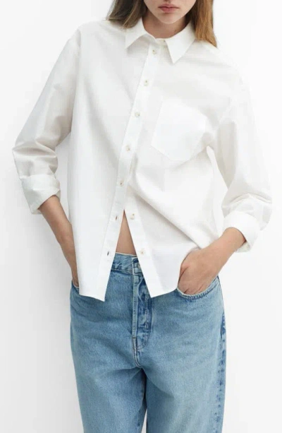 Mango Cotton Button-up Shirt In Off White