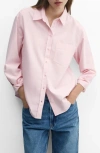 Mango Cotton Button-up Shirt In Pale Pink