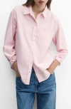 Mango Lyocell Blend Button-up Shirt In Pale Pink