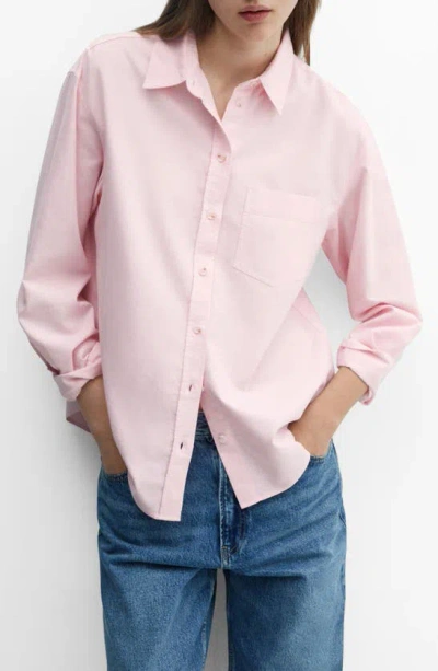Mango Linen Mix Shirt In Pink