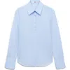 Mango Cotton Button-up Shirt In Sky Blue