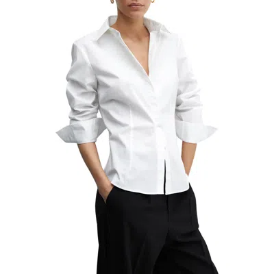Mango Cotton Button-up Shirt In White