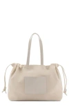 Mango Cotton Canvas & Leather Shoulder Bag In Sand