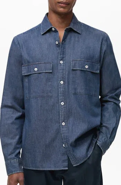 MANGO MANGO COTTON CHAMBRAY BUTTON-UP SHIRT