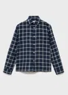 Mango Cotton Check Shirt Navy In Blue