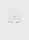 Mango Kids' Cotton Chino Style Bermuda Shorts White