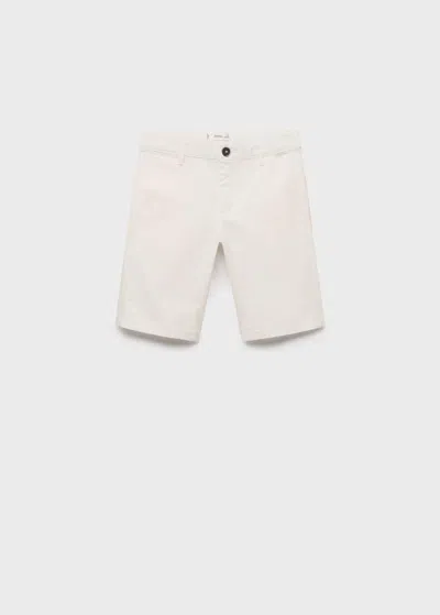 Mango Kids' Cotton Chino Style Bermuda Shorts White