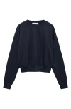 Mango Cotton Crewneck Sweatshirt In Night Blue