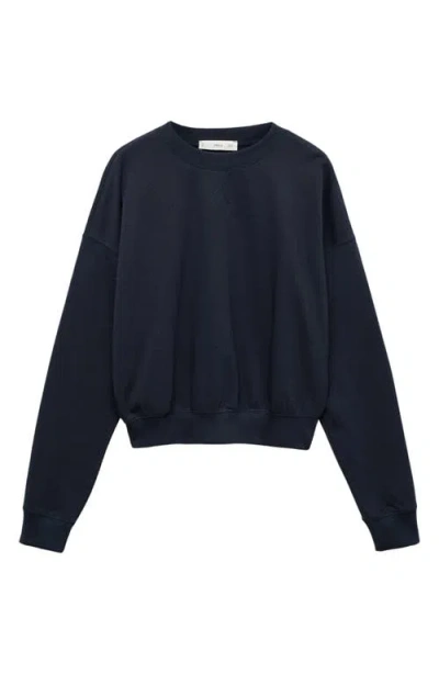 Mango Cotton Crewneck Sweatshirt In Night Blue