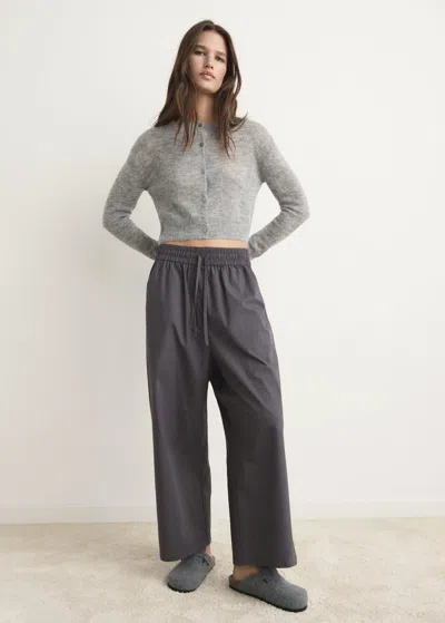 Mango Pantalon Court En Coton Avec Poches Gris Anthracite - Femme - M -  In Gray