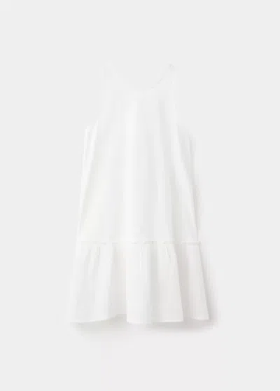 Mango Kids' Cotton Cross Back Dress In White