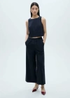 Mango Cotton Culotte Trousers Dark Navy In Bleu Marine Foncé