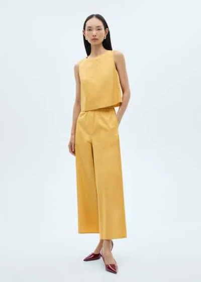 Mango Jupe-culotte Coton Moutarde - Femme - L -