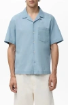 Mango Cotton Denim Camp Shirt In Blue